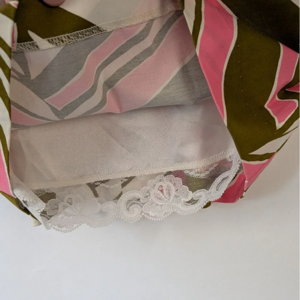 Trina Turk Dress Women's Size 4 Pink Olive White Abstract Cotton Sleeveless - Picture 7 of 11